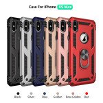 Wholesale iPhone XS Max Tech Armor Ring Grip Case with Metal Plate (Red)